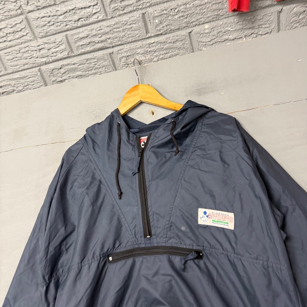 Vintage Mickey Inc Disney Navy Blue Quarter Zip Anorak Windbreaker Jacket Medium